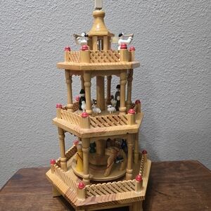 Vintage German Christmas Pyramid Carousel Nativity Scene